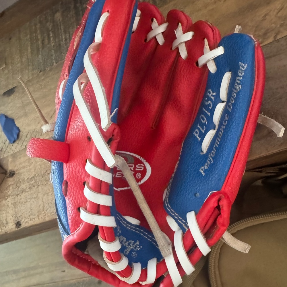 Rawlings Red and Blue Performance Baseball Glove